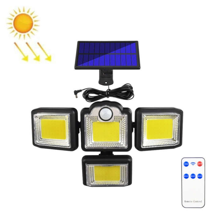 TG-TY085 Solar 4-Head Rotatable Wall Light with Remote Control Body Sensing Outdoor Waterproof Ga...