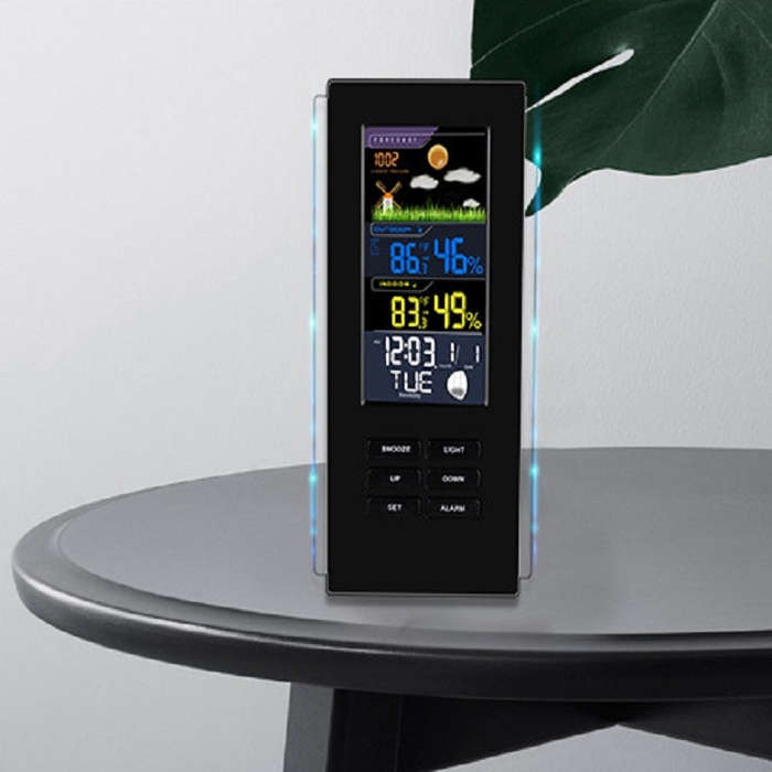Wireless Colorful Screen Indoor And Outdoor Temperature Humidity Meter Barometer Smart Digital El...