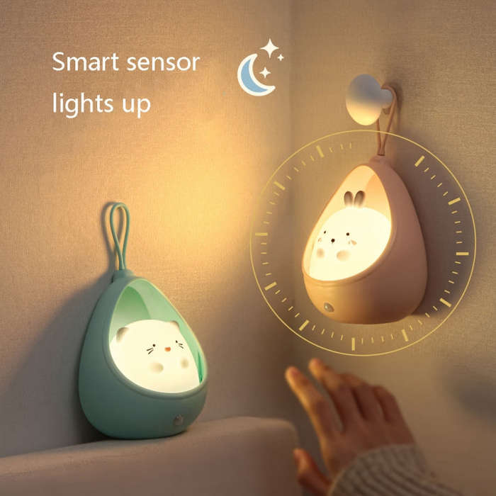 TL15 Cartoon Body Sensing Bedside Cabinet USB Charging Night Light, Pink Cat, Blue Cat, White Cat...