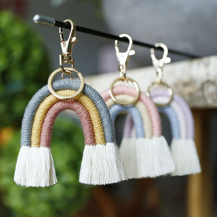 Hand-Woven Bohemian Tassel Bag Pendant, Purple Color K68215, Gray Color K68215, Pink Color K68215...