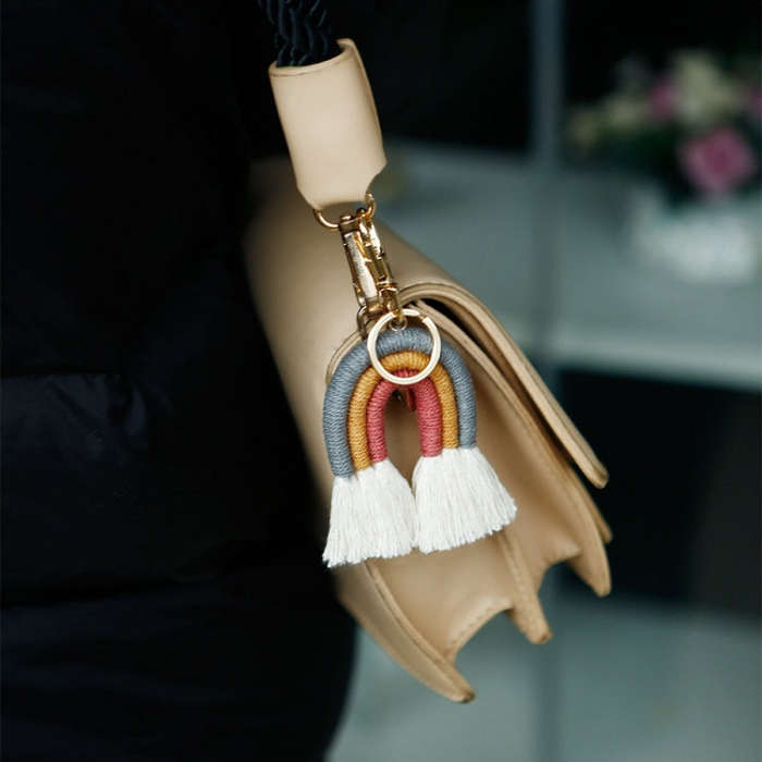 Hand-Woven Bohemian Tassel Bag Pendant, Purple Color K68215, Gray Color K68215, Pink Color K68215...