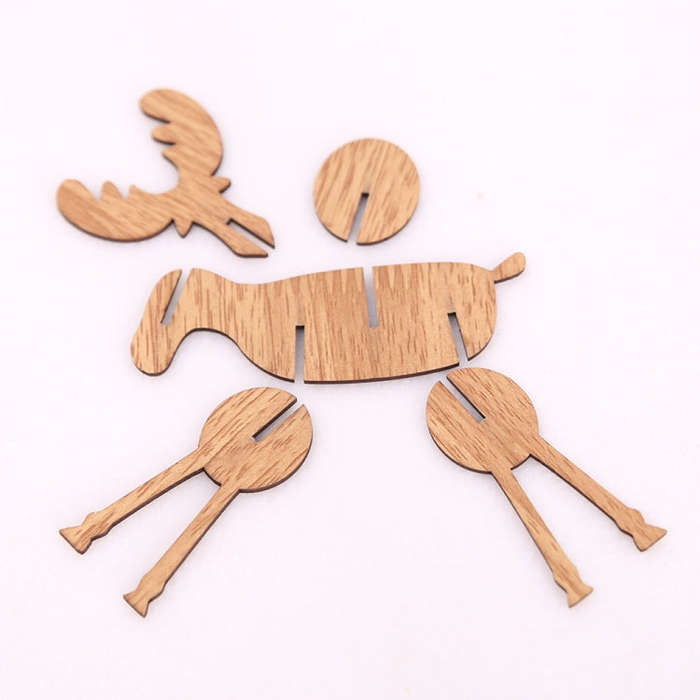 2 PCS Christmas Decorations Wooden DIY Elk Decorations Children Creative Gifts Desktop Decoration...