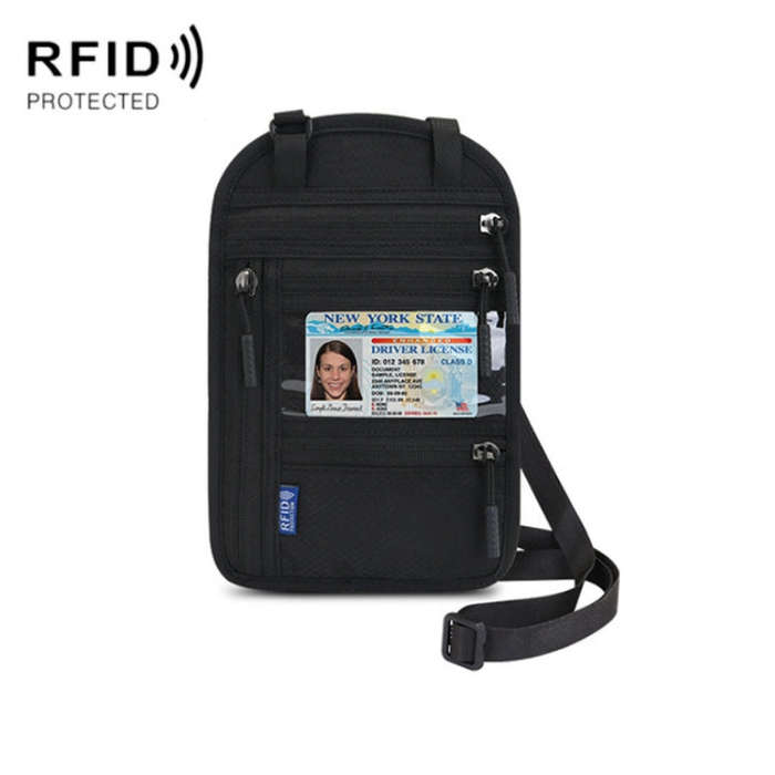 RFID Multi-Function Halter Passport Bag Certificate Protection Cover, Black, Light Grey, Dark Gra...