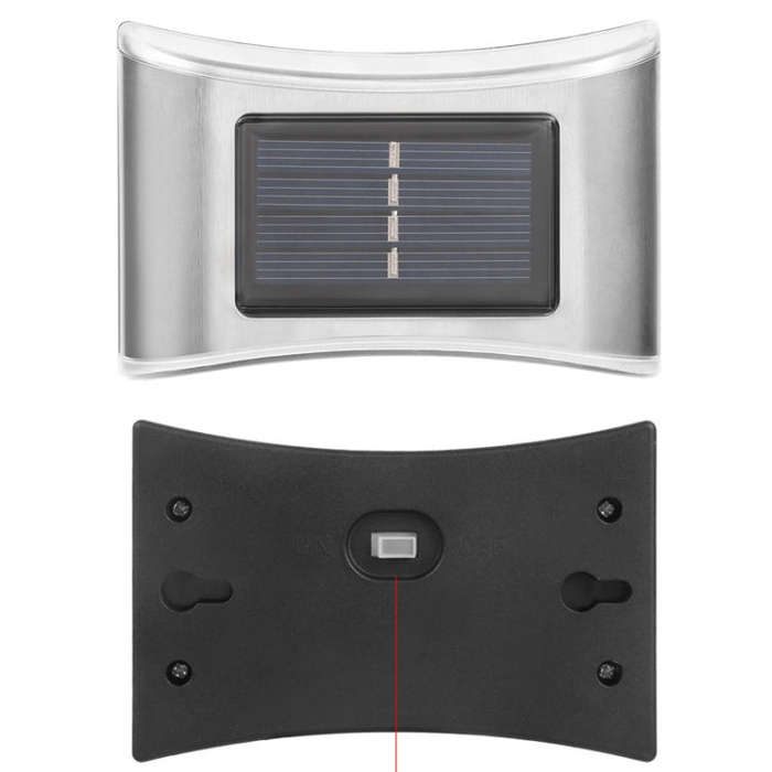 6 LED Solar Outdoor Garden Stainless Steel Wall Lamp, White Light, Warm Light, Color Light