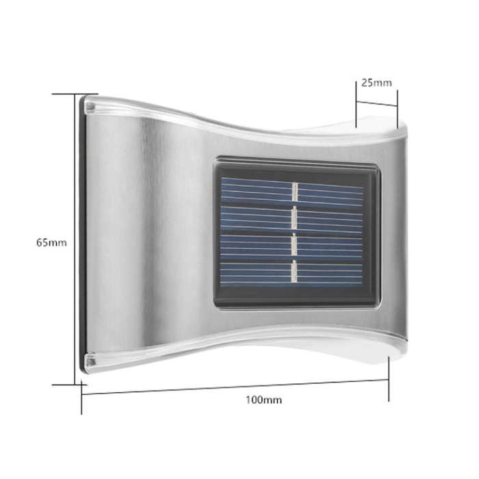 6 LED Solar Outdoor Garden Stainless Steel Wall Lamp, White Light, Warm Light, Color Light