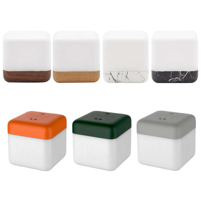 Square Flip Polyhedral Timing Night Light, Grey, Orange, Green, Dark Wood Grain, Light Wood Grain...