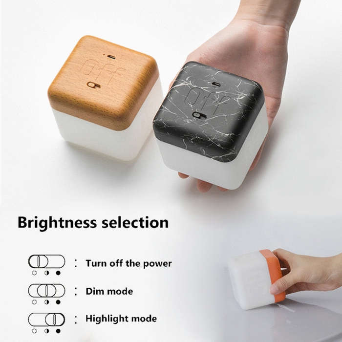 Square Flip Polyhedral Timing Night Light, Grey, Orange, Green, Dark Wood Grain, Light Wood Grain...