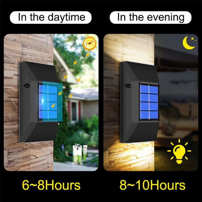 Outdoor Decorative Waterproof Solar Wall Light, Spec:, 6 LEDs White Light, 6 LEDs Warm Light