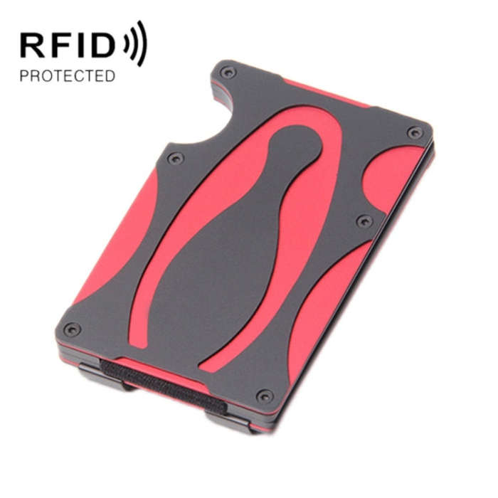 RFID Anti-Degaussing Anti-Theft Metal Wallet, Red, Gold