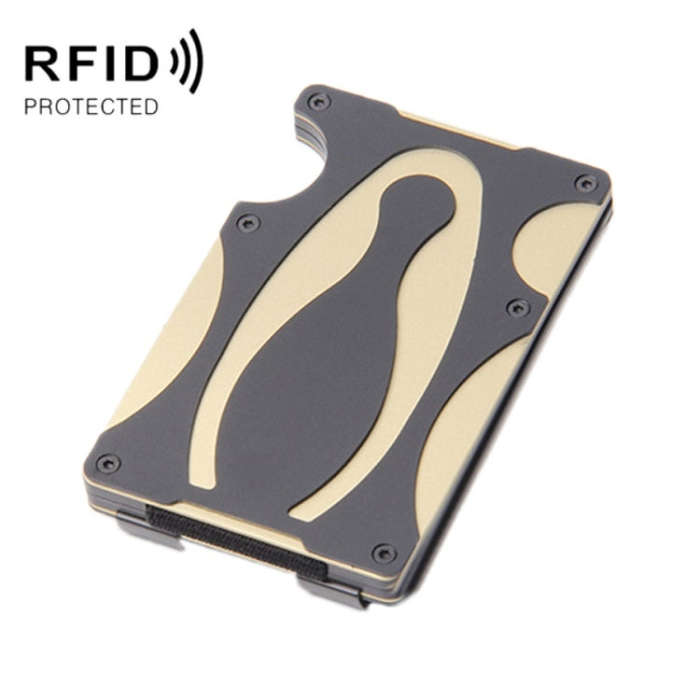 RFID Anti-Degaussing Anti-Theft Metal Wallet, Red, Gold