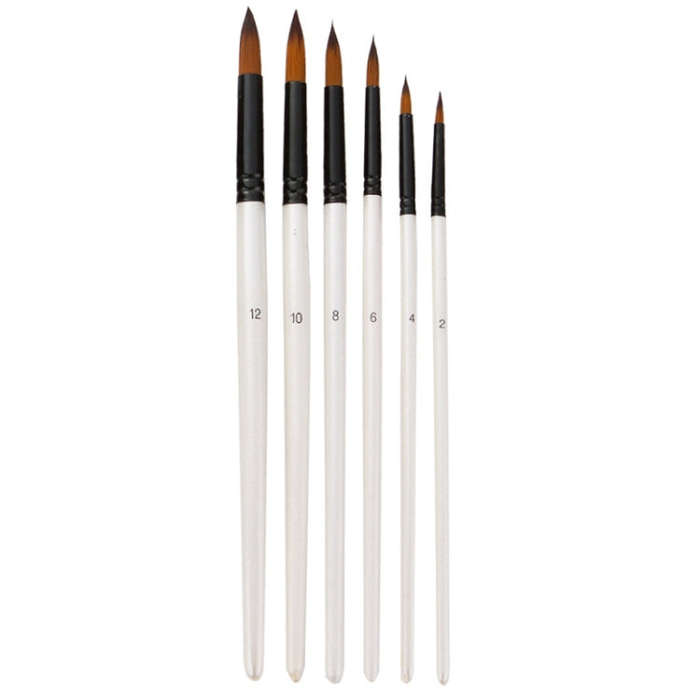 Zhuting Nylon Wool Stick Gouache Brush Set, 6 PCS/Set Pointed, 6 PCS/Set Flat Head, 6PCS/Set Tong...