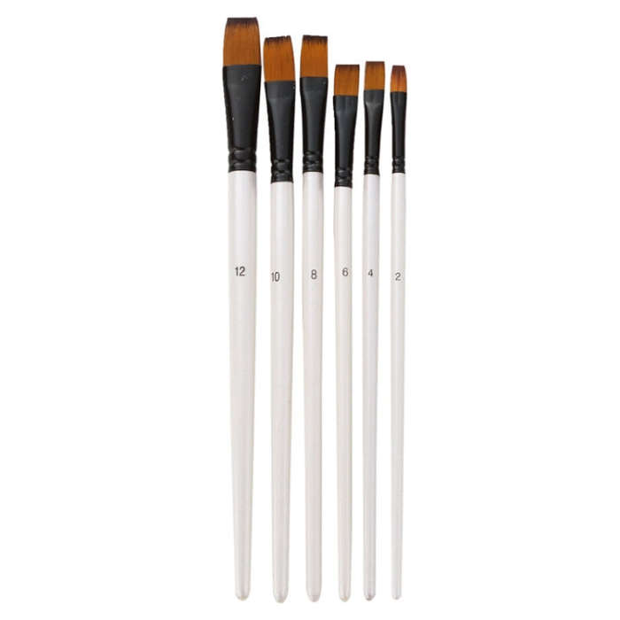 Zhuting Nylon Wool Stick Gouache Brush Set, 6 PCS/Set Pointed, 6 PCS/Set Flat Head, 6PCS/Set Tong...