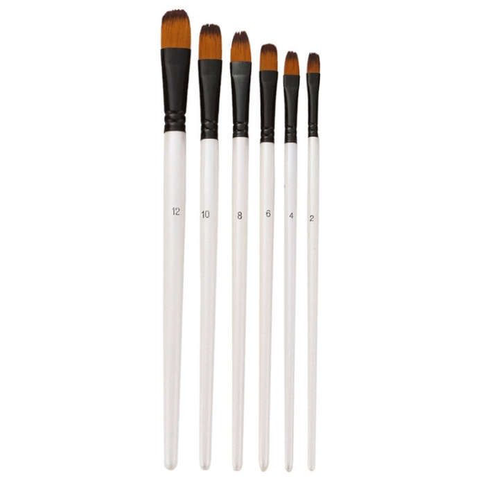 Zhuting Nylon Wool Stick Gouache Brush Set, 6 PCS/Set Pointed, 6 PCS/Set Flat Head, 6PCS/Set Tong...