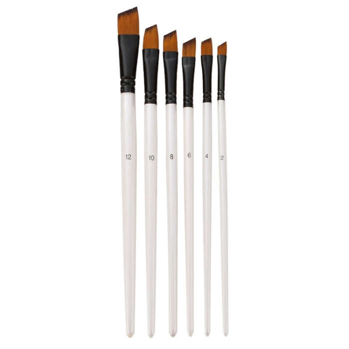 Zhuting Nylon Wool Stick Gouache Brush Set, 6 PCS/Set Pointed, 6 PCS/Set Flat Head, 6PCS/Set Tong...