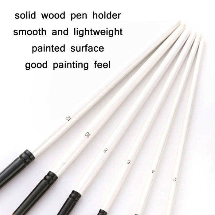 Zhuting Nylon Wool Stick Gouache Brush Set, 6 PCS/Set Pointed, 6 PCS/Set Flat Head, 6PCS/Set Tong...