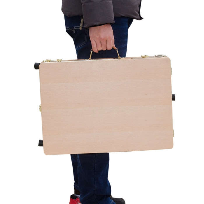 Portable Wooden Portable Sketch Box Aluminum Alloy Easel, Portable Sketch Box
