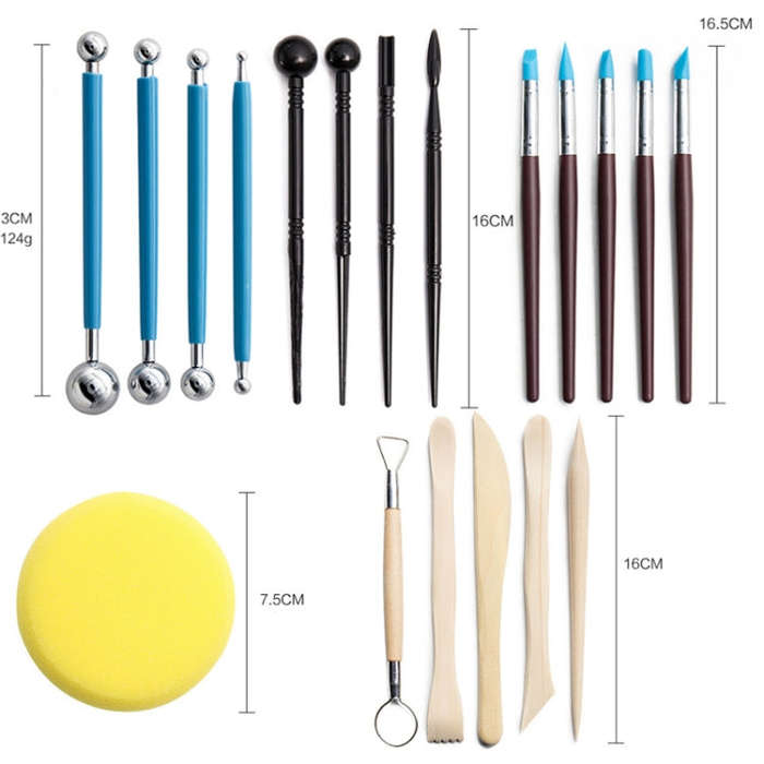 25-In-1 Soft Pottery Clay Sculpture Production Combination Art Supplies Set, 25-In-1 Sculpture Su...