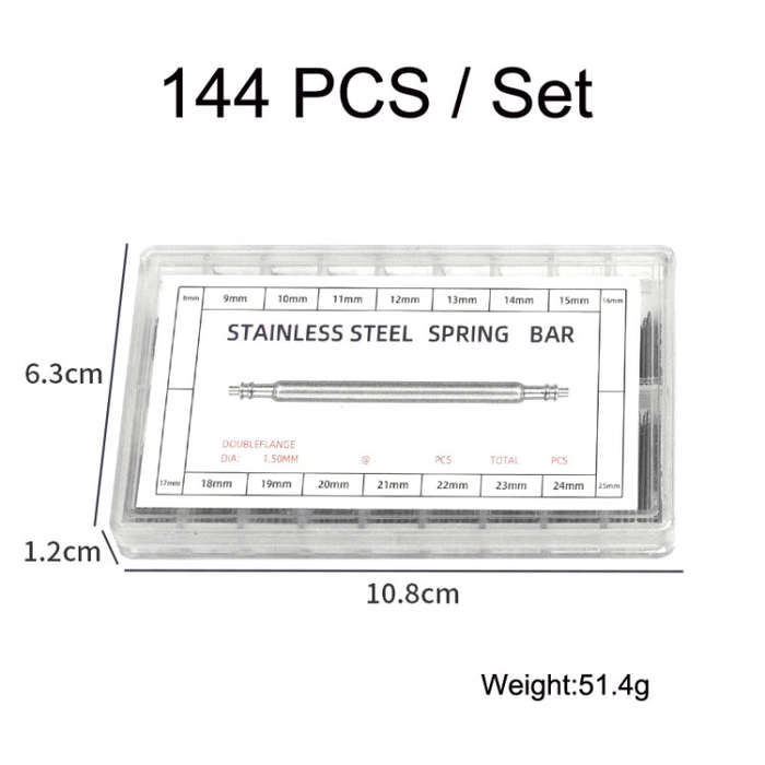 8-25mm Strap Connecting Shaft Stainless Steel Watch Spring Bar, 144 PCS / Set, 270 PCS / Set, 360...