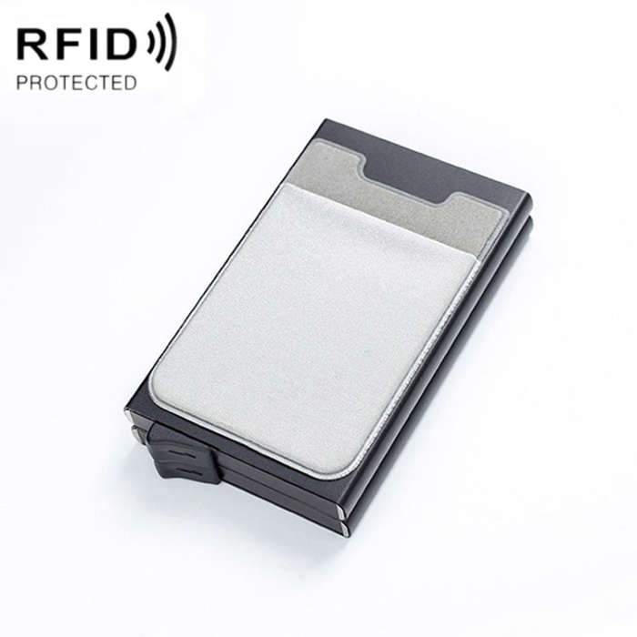 RFID Aluminum Alloy Anti-Degaussing Coin Card Holder, Black, Silver Black, Black Grey, Silver, Bl...