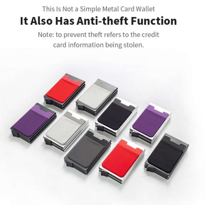 RFID Aluminum Alloy Anti-Degaussing Coin Card Holder, Black, Silver Black, Black Grey, Silver, Bl...