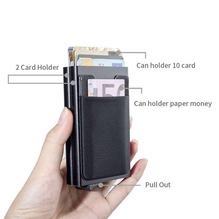 RFID Aluminum Alloy Anti-Degaussing Coin Card Holder, Black, Silver Black, Black Grey, Silver, Bl...