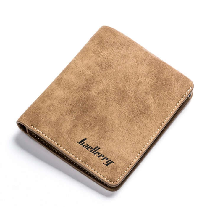 Baellerry BLR1152 Men Short Wallet Vintage Frosted Two Fold Wallet, Coffee Horizontal, Coffee Ver...