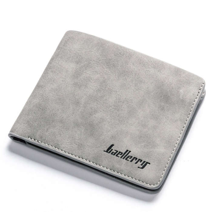 Baellerry BLR1152 Men Short Wallet Vintage Frosted Two Fold Wallet, Coffee Horizontal, Coffee Ver...