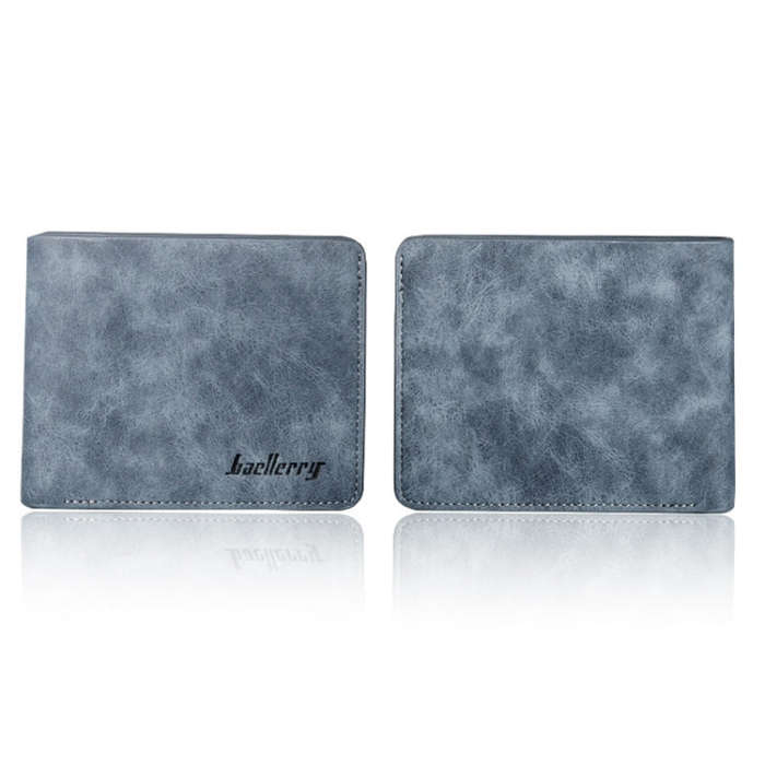 Baellerry BLR1152 Men Short Wallet Vintage Frosted Two Fold Wallet, Coffee Horizontal, Coffee Ver...