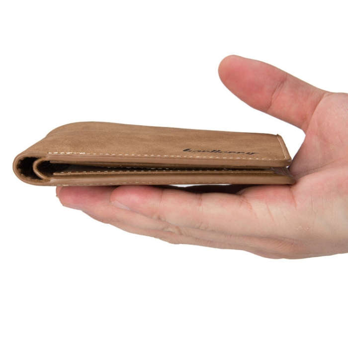 Baellerry BLR1152 Men Short Wallet Vintage Frosted Two Fold Wallet, Coffee Horizontal, Coffee Ver...