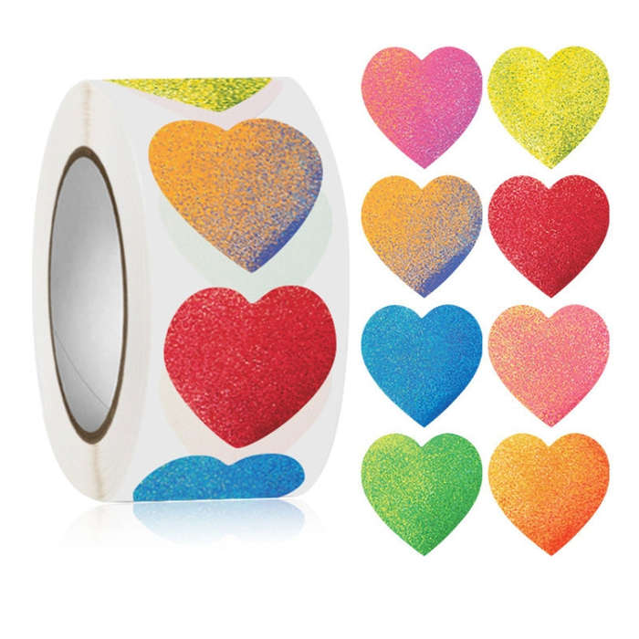 Roll Pack Valentine Day Heart Love Sticker Self-adhesive Label, 2.5cm / 1 Inch