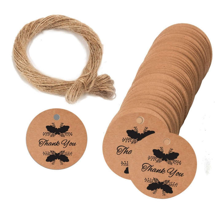 100pcs /Pack Kraft Paper Gift Tag With 20m Hemp Rope, L-01, L-02, L-03, L-04, L-05, L-06, L-07, L...