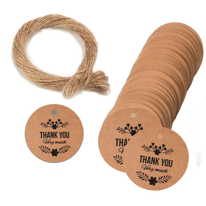 100pcs /Pack Kraft Paper Gift Tag With 20m Hemp Rope, L-01, L-02, L-03, L-04, L-05, L-06, L-07, L...