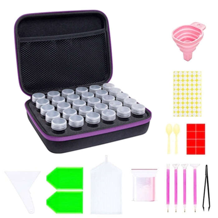 Multifunctional Portable Diamond Painting Tool Set Storage Bag, Style:, 30 Grid (Purple), 30 Grid...