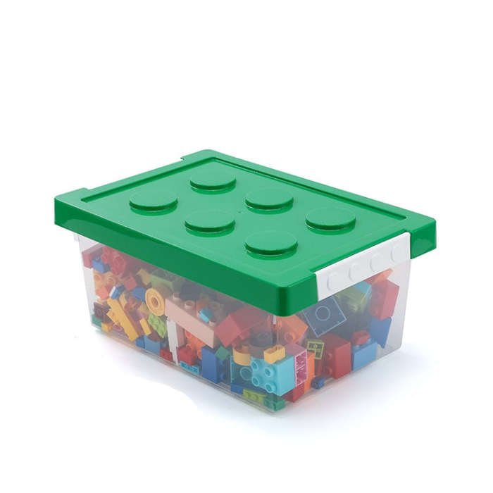 Children Building Blocks Toy Storage Box Transparent Storage Box With Lid, Yellow, Red, Green, Blue