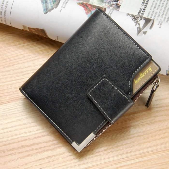 Baellerry Casual Multifunctional Wallet Zipper Buckle Tri-fold Coin Purse For Men, Blue, Brown, B...