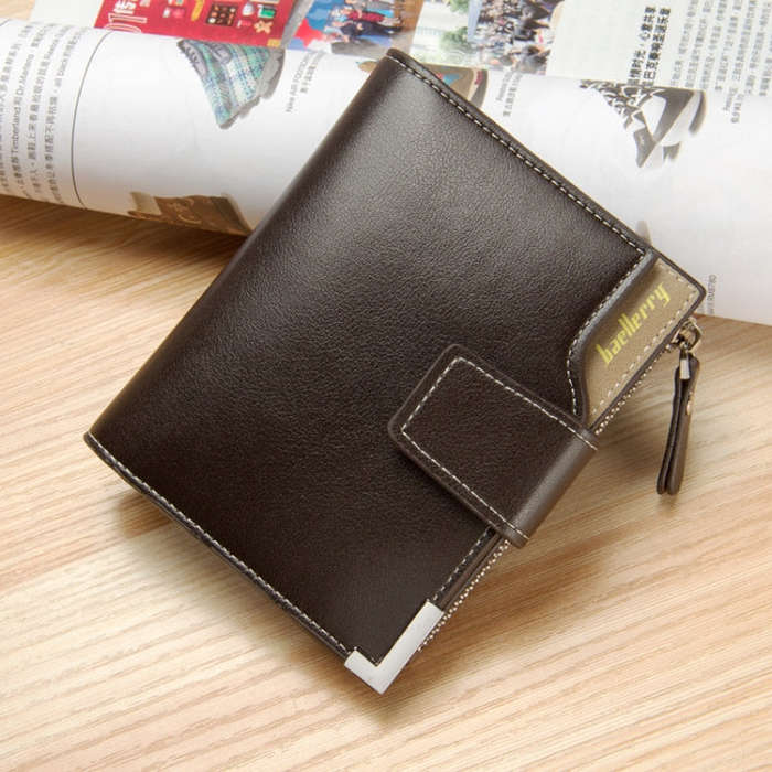 Baellerry Casual Multifunctional Wallet Zipper Buckle Tri-fold Coin Purse For Men, Blue, Brown, B...
