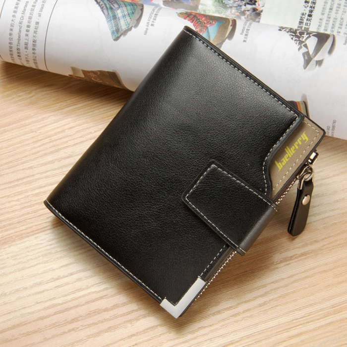 Baellerry Casual Multifunctional Wallet Zipper Buckle Tri-fold Coin Purse For Men, Blue, Brown, B...