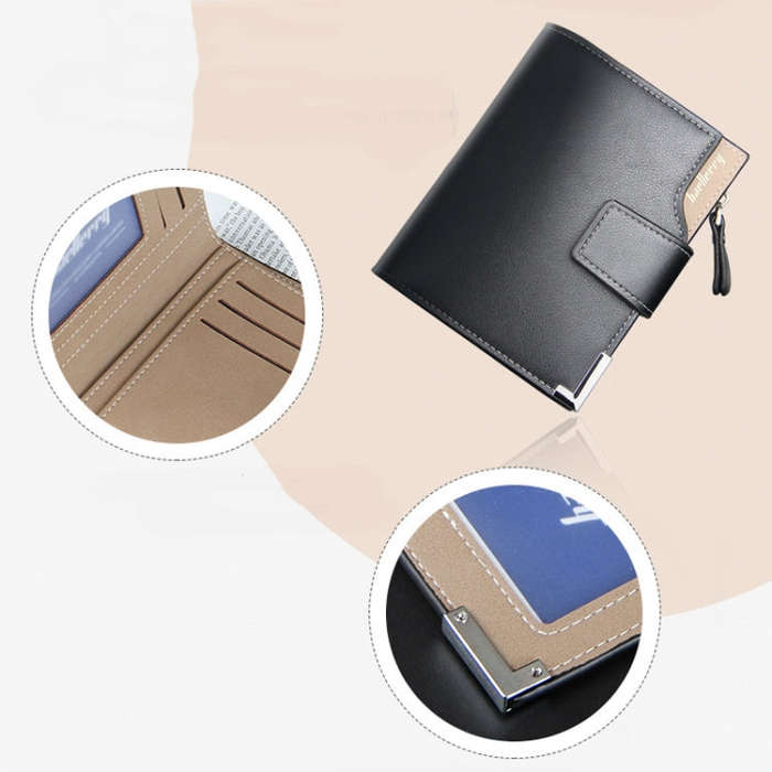 Baellerry Casual Multifunctional Wallet Zipper Buckle Tri-fold Coin Purse For Men, Blue, Brown, B...