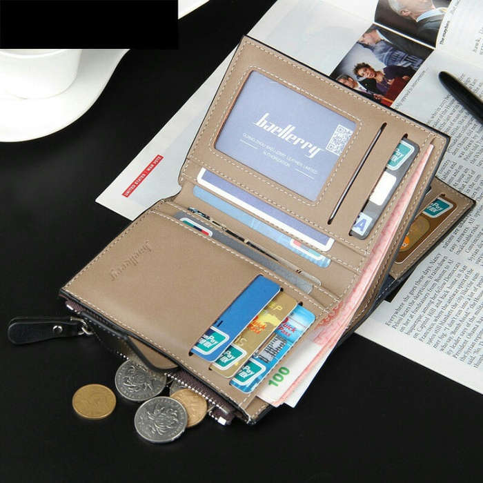 Baellerry Casual Multifunctional Wallet Zipper Buckle Tri-fold Coin Purse For Men, Blue, Brown, B...