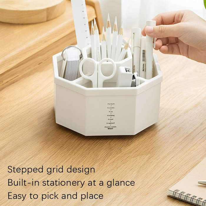 Simple Modern Large Capacity Office Desktop Storage Pen Holder, White Rotary, Pink Rotary, Yellow...