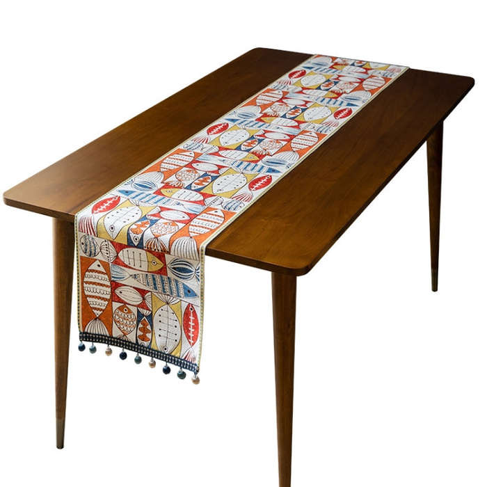 Home Chenille Polyester Tassel Table Runner, 33x140cm, 33x160cm, 33x180cm, 33x200cm, 33x220cm, 33...