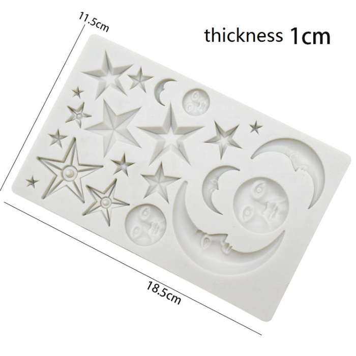 Star Moon Face Chocolate Clay DIY Silicone Mold, Pink, Gray