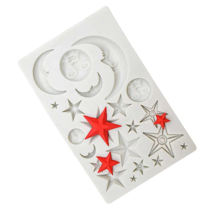 Star Moon Face Chocolate Clay DIY Silicone Mold, Pink, Gray
