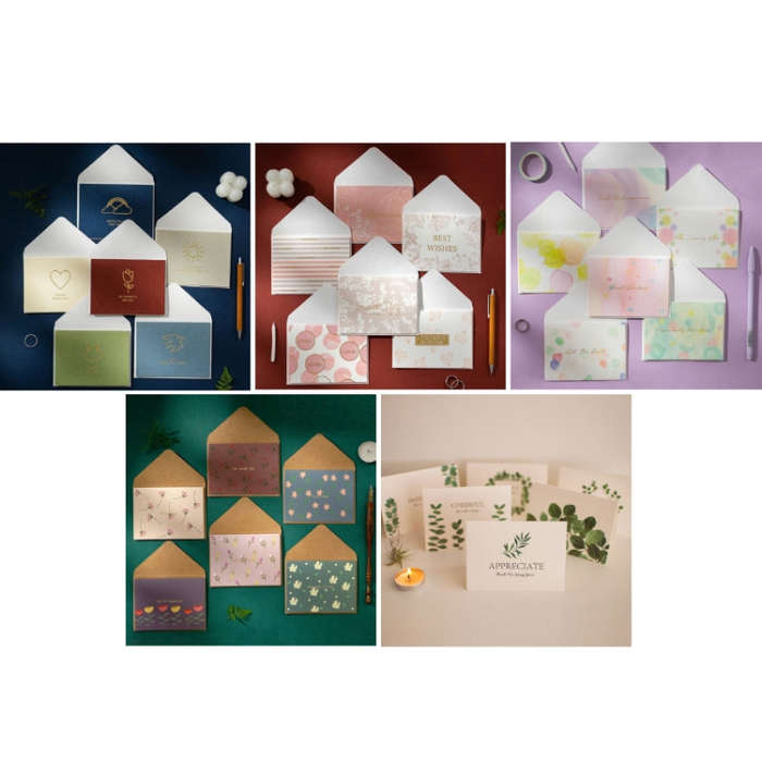 2 Sets Bronzing Mother Day Birthday Card Wishes DIY Envelope Set, 6PCS/Set HK031, 6PCS/Set HK030,...
