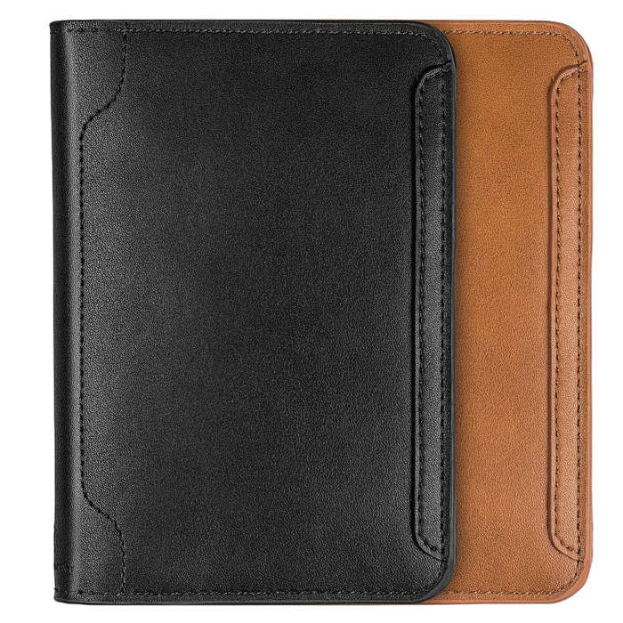 Men Wallet Cowhide Passport Bag Ticket Holder Multifunctional Card Holder, Black, Brown