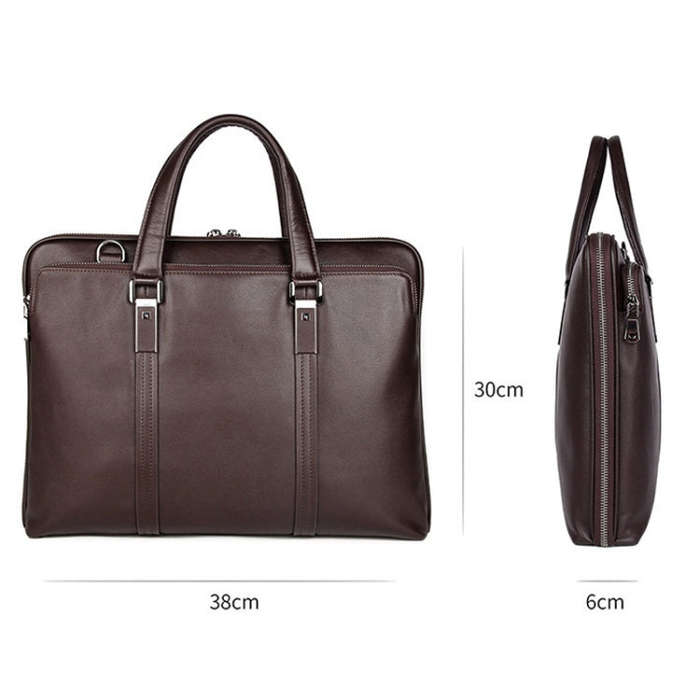 Men Business Cowhide Leather Handbag Lawyer Briefcase Messenger Bag Laptop Bag, Black, Chocolate ...