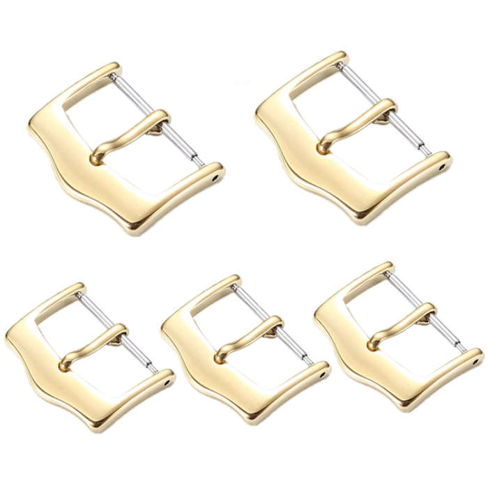 5pcs IP Plated Stainless Steel Pin Buckle Watch Accessories, Color: Silver 12mm, Silver 12mm, Sil...
