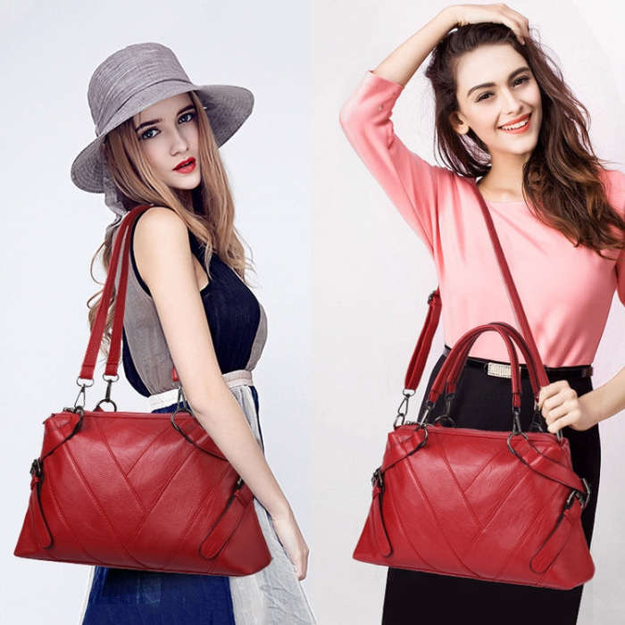 TFZ 250 Geometric Colorblock Soft Leather Handbag