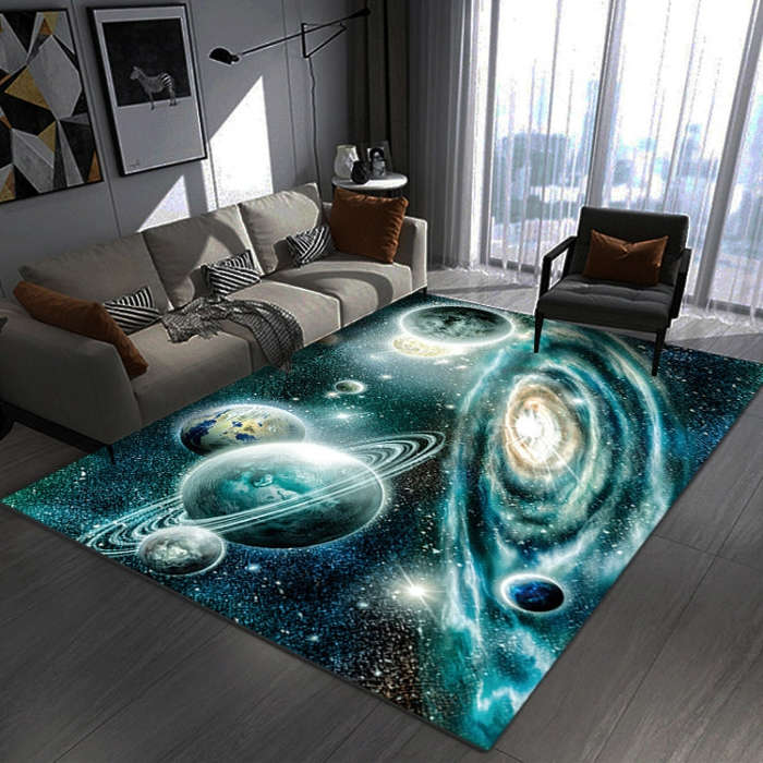 3D Visual Cartoon Cosmic Planet Living Room Carpet, 40x60cm, 50x80cm, 60x90cm