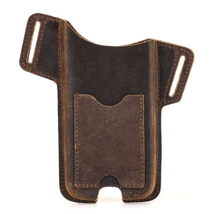 CONTACTS FAMILY Crazy Horse Leather Large Screen Mobile Phone Belt Holster, Brown, Black